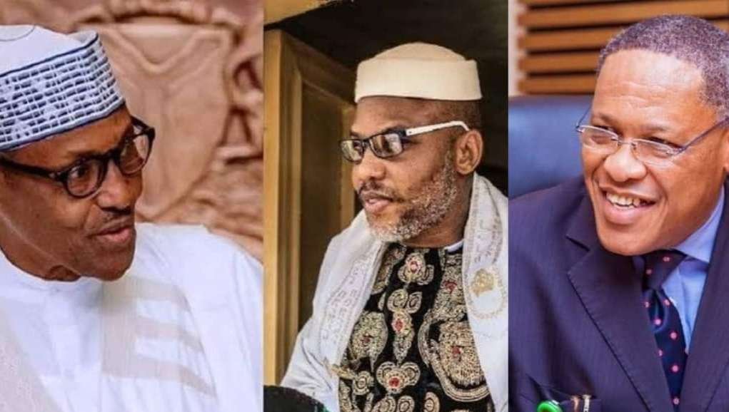 Former President Muhammadu Buhari, Mazi Nnamdi Kanu and Honorable Obi Aguocha